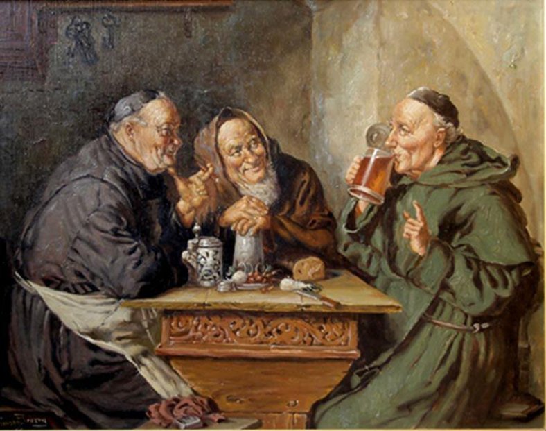 Mönche trinken Klosteralkohol